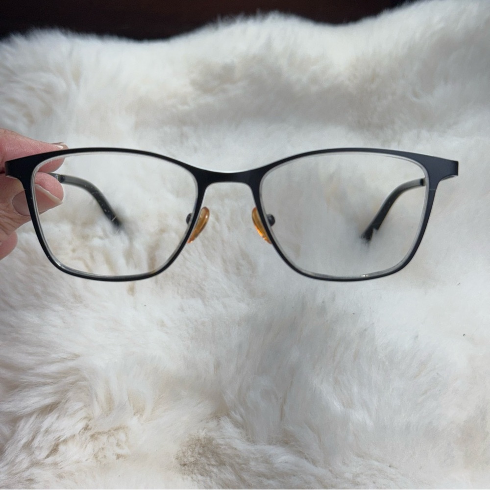 Scott Harris Europa Black Rectangular Eyeglass Frames White Accent